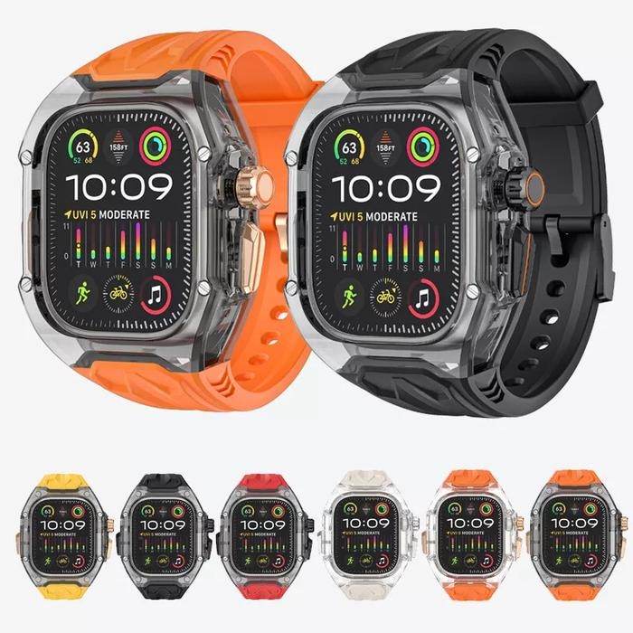 Strap Iwatch Ultra 49Mm Strap Case Crystal Set Transparant Tali Jam Iwatch Ultra 2