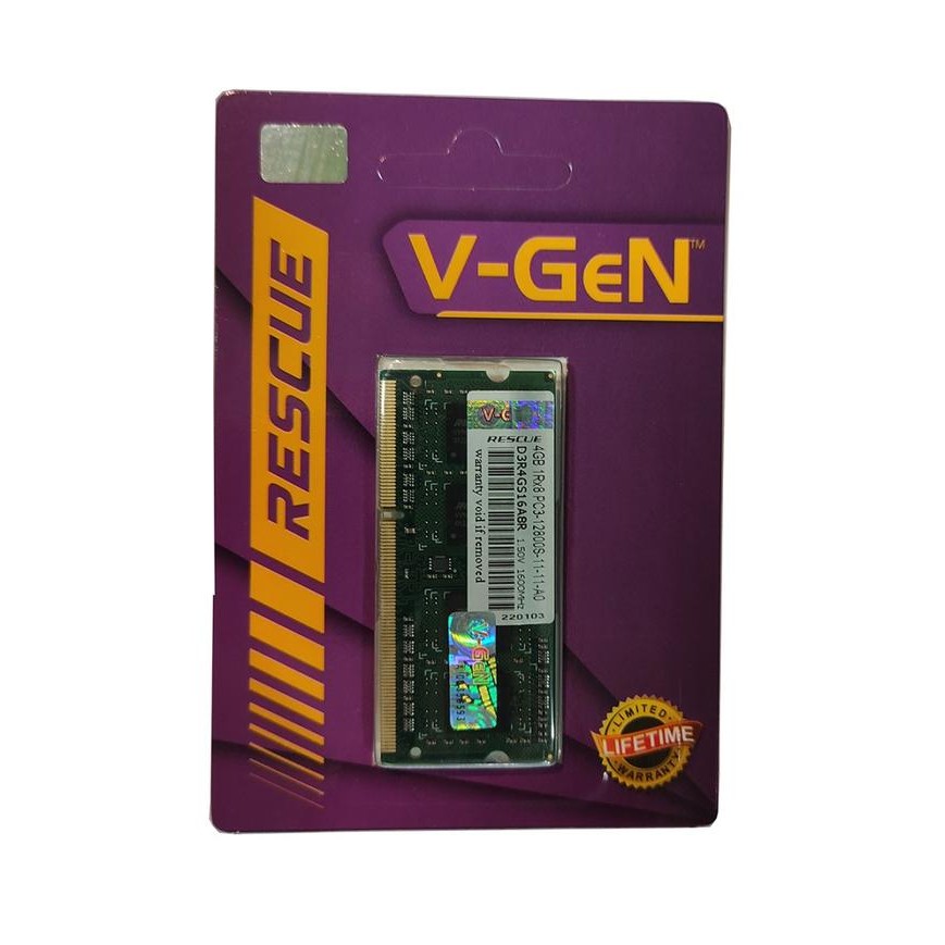 V-GEN RAM SODIMM DDR3/DDR3L 4GB 12800 RESCUE - MEMORY RAM LAPTOP VGEN