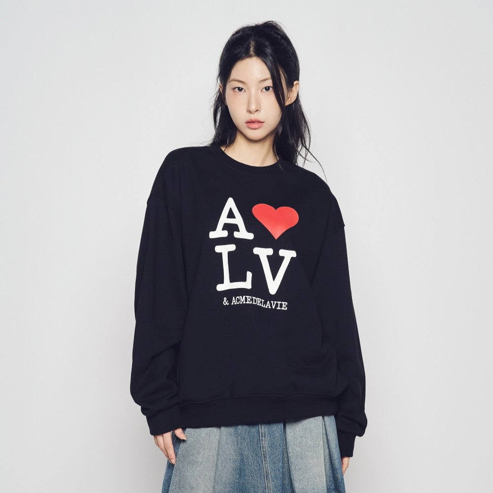 [ADLV] Love Adlv Sweatshirt Black - Sweater Oversized Fit Unisex Acme de da vie