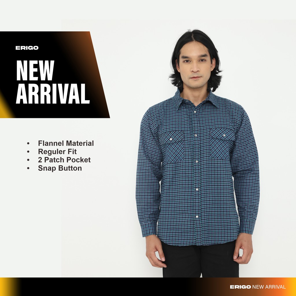 Erigo Flannel Shirt Marshal Emerald - Kemeja Lengan Panjang Flannel Unisex