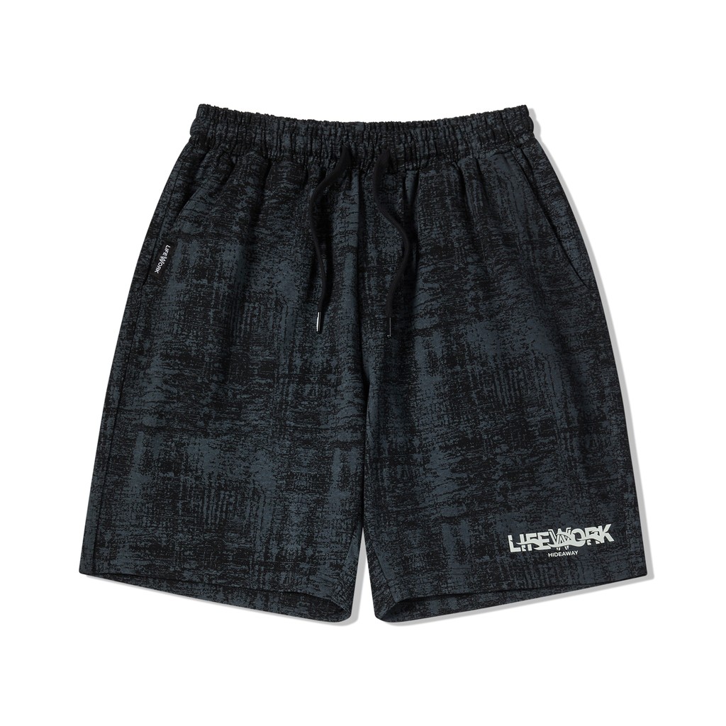 LIFEWORK - Fog Logo Print Shorts Set Up Black - Celana Pendek Rajut Hitam Pria