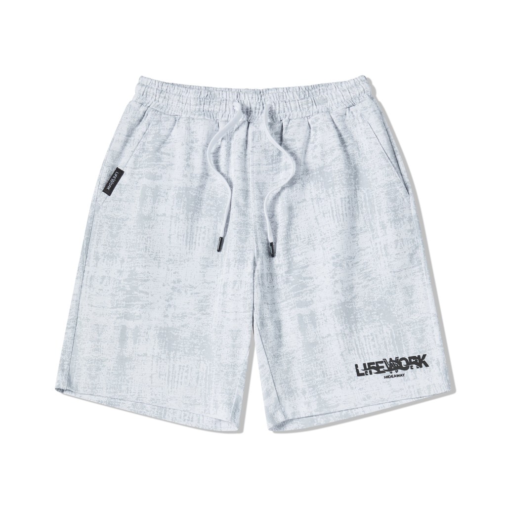 LIFEWORK - Fog Logo Print Shorts Set Up White - Celana Pendek Rajut Putih Pria