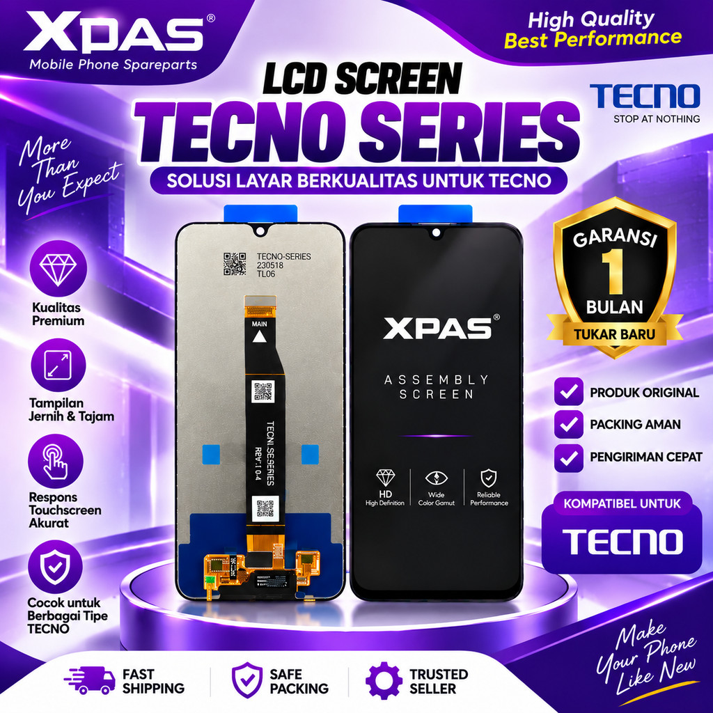 LCD TECNO SPARK 6 GO XPAS ORIGINAL