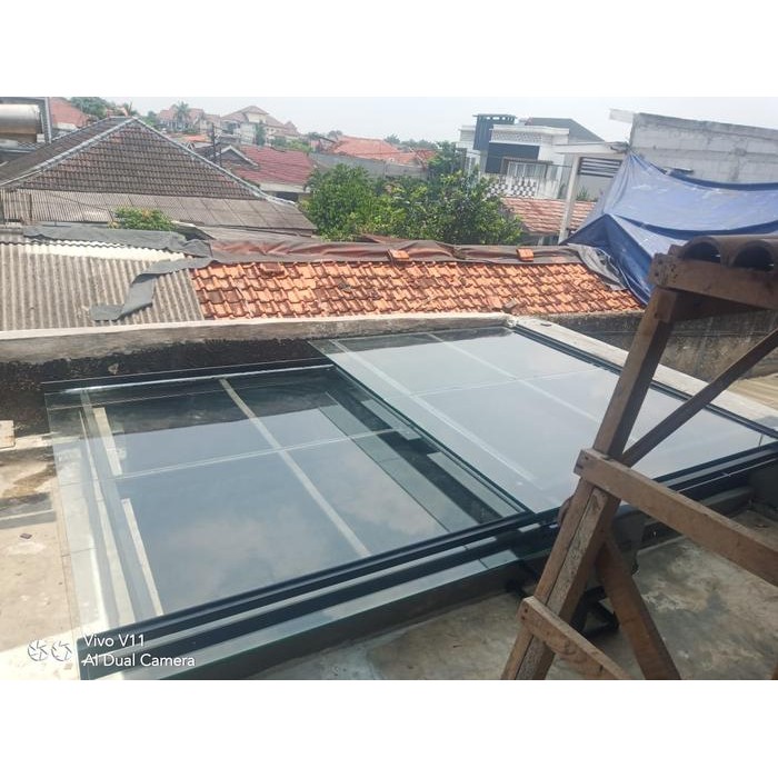 PREMIUM Kanopi Kaca Tempered Mulia Glass-Sliding Otomatis