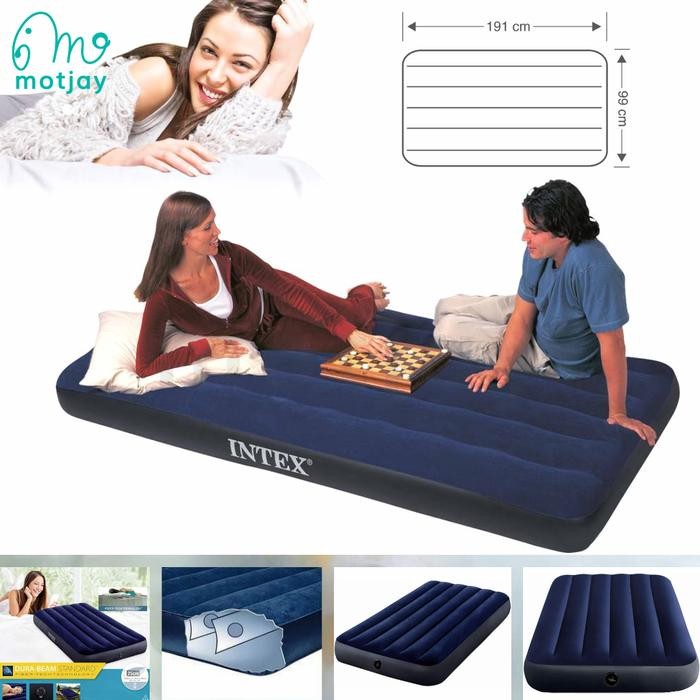 PREMIUM Kasur Angin Intex Durabeam Twin Blue Intex 64757