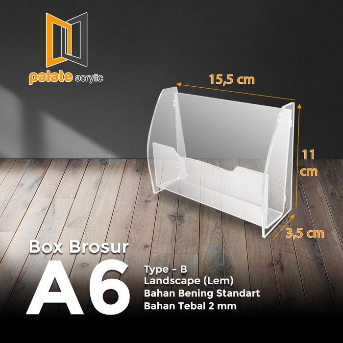 

Bisa Spk! Akrilik Tempat Brosur / Rak / Box A6 Type B Landscape - Model Jadi