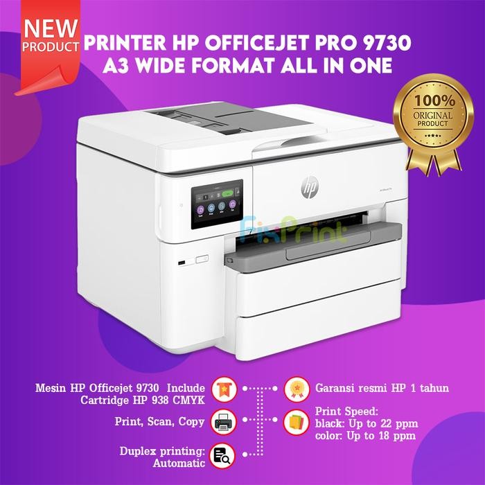 Printer A3 HP Officejet Pro 9730 Wireless ADF Fax Garansi Resmi Pengganti 7740