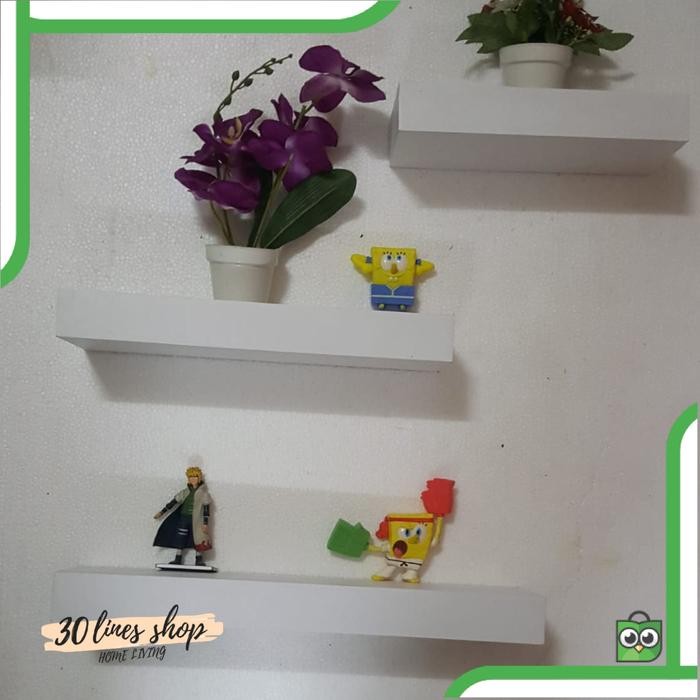 Rak Ambalan Rak Dinding Rak Kayu Rak Melayang - Putih