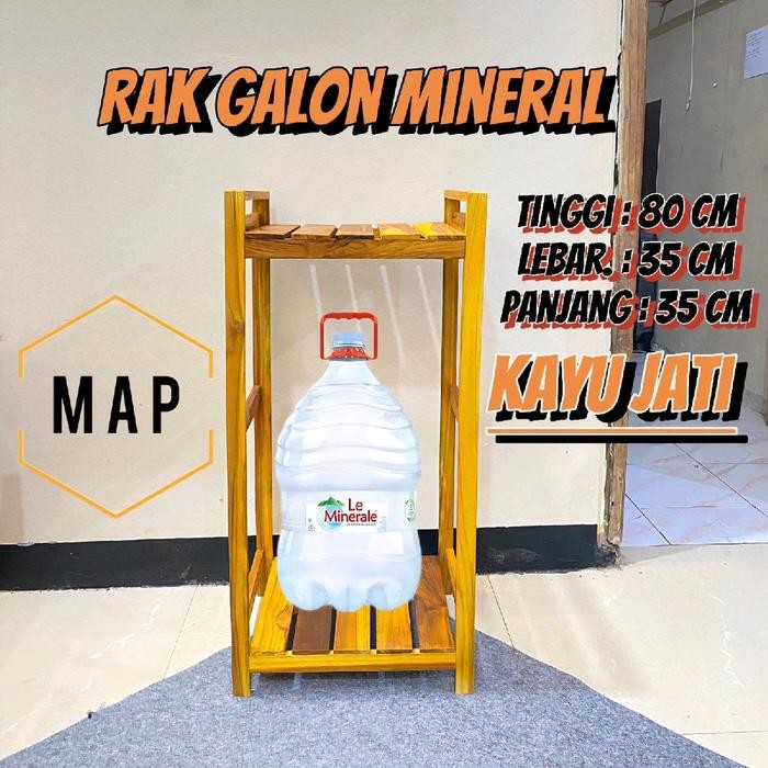 Rak Galon 2 Tingkat 80Cm Kayu Jati/Mahoni Ambalan
