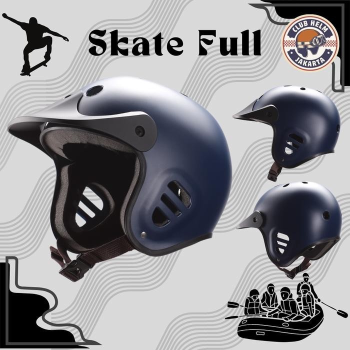 Polygon Exotic - Helm Skate Sepeda Full + Pet Vidano - Navy Doff + Pet Hitam Doff