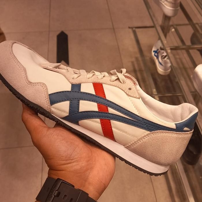 BARU Onitsuka Tiger Serrano White Navy Red Original Authentic