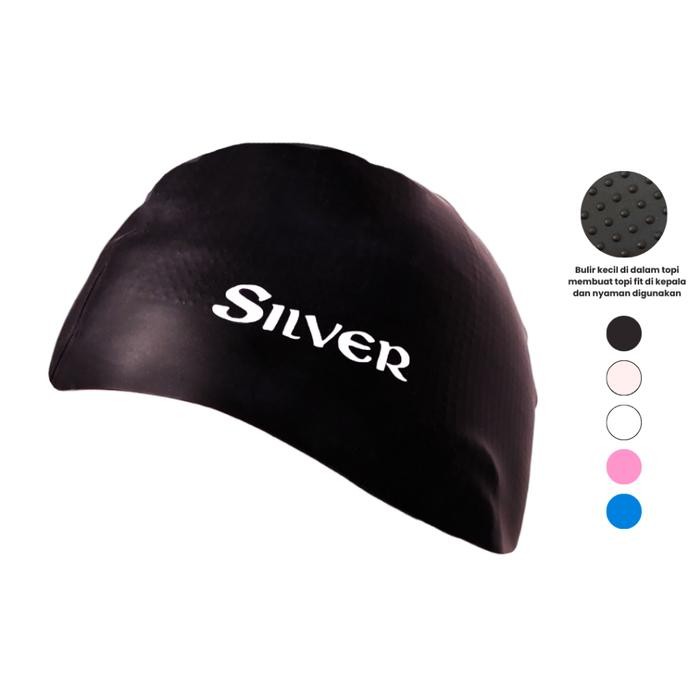 Rds - Topi Renang Dewasa Silver Silicone Swim Cap 17008.001