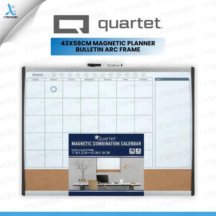 

QUARTET Magnetic Monthly Planner Board with Cork Arc Frame Papan Tulis Kalender & Memo Bulanan