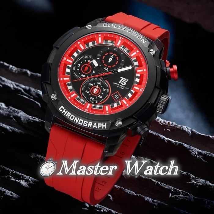 [Original) Jam Tangan T5 4015G Chronograph Grey 48.5Mm Acrylic Alloy Case Limited Edition