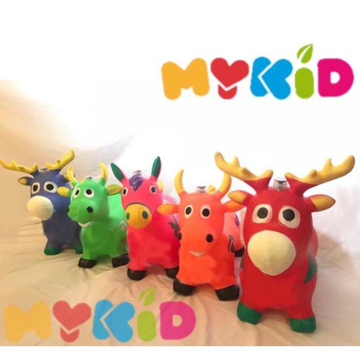 (Cod) Free Pompa Jumping Animal Music - Mainan Tunggang / Kuda-Kudaan Karet Keranjang Kuning Lampu