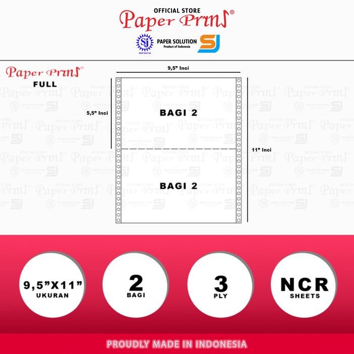 

Paperpryns Kertas Continuous Form Full 3Ply Ncr 9.5" X 11"/2 (Bagi 2)