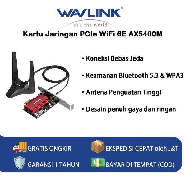 WAVLINK KARTU JARINGAN PCIE WIFI 6E AX5400M BARU AX5400M, ADAPTOR NIRKABEL TRI-BAND AX210 DENGAN