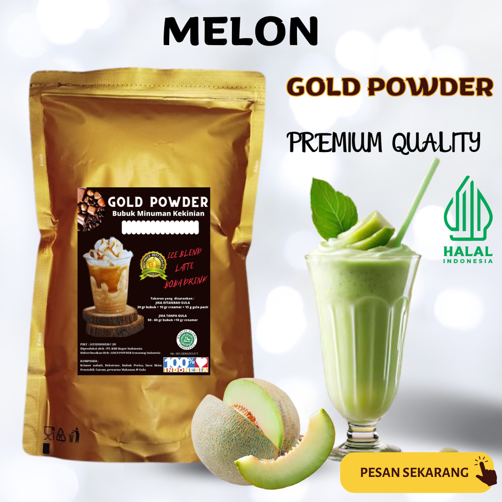 

RASA MELON 1 Kg GOLD PREMIUM POWDER DRINK BUBUK MINUMAN INSTAN SERBUK MINUMAN ANEKA RASA STICKYMILK