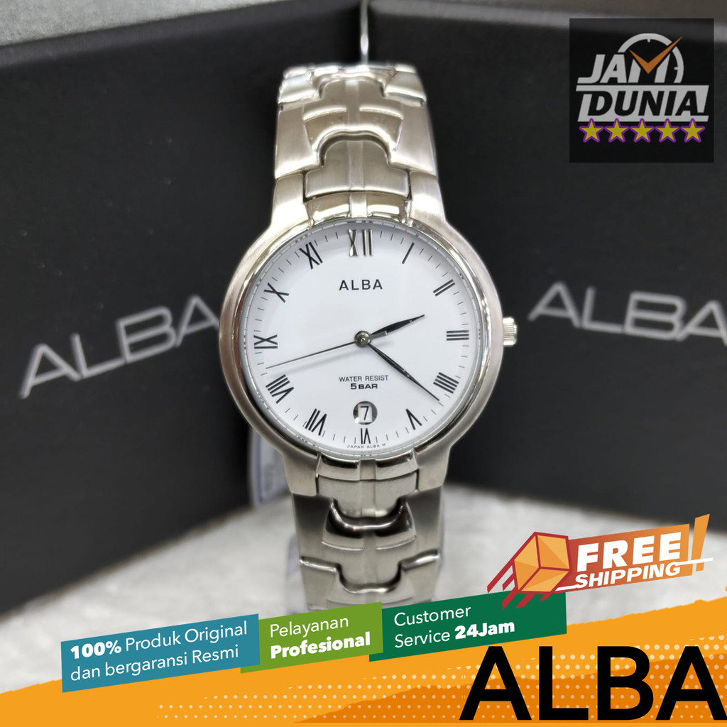 JAM TANGAN PRIA ALBA ORIGINAL ALBA STAINLESS STEEL ALBA AXDN45 ALBA AXDN45X1 JAM ALBA SILVER AXDN45 
