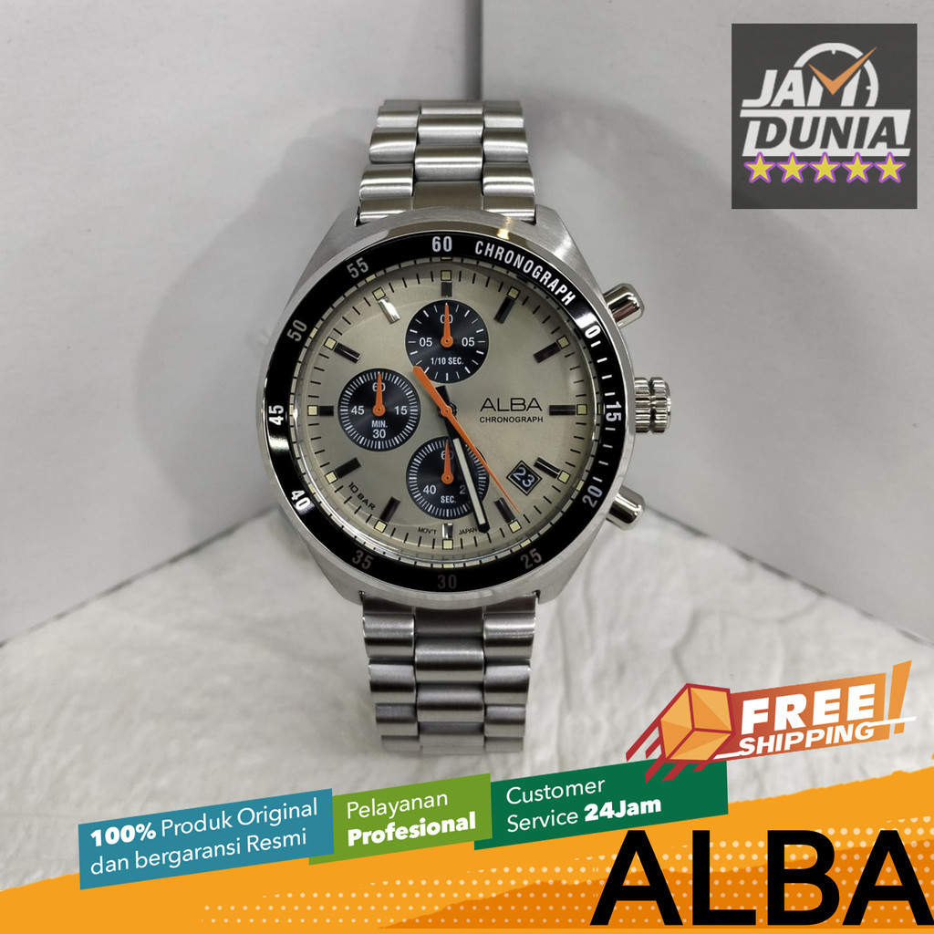 JAM TANGAN PRIA ALBA ORIGINAL ALBA ACTIVE CHRONOGRAPH JAM ALBA STAINLESS STEEL ALBA AM3A41 AM3A ALBA