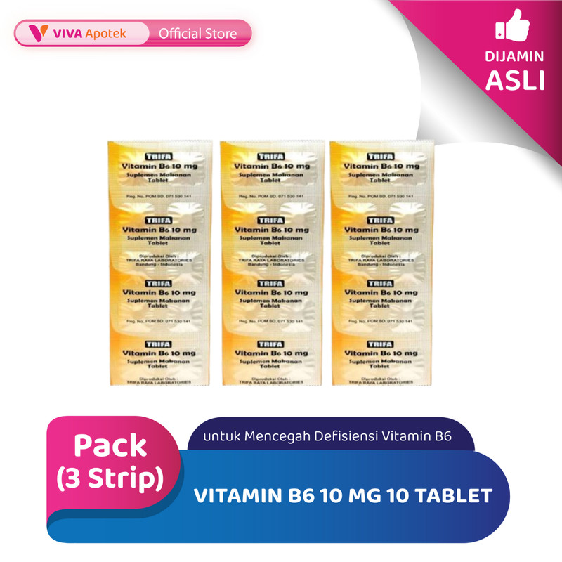 [PAKET HEMAT] Vitamin B6 10 mg 10 Tablet untuk Mencegah Defisiensi Vitamin B6 (Pack - 3 Strip)