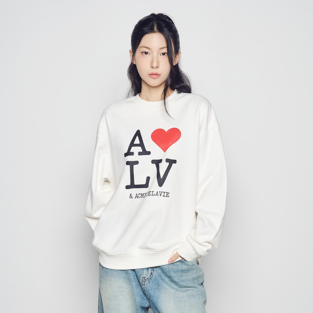 [ADLV] Love Adlv Sweatshirt Cream - Sweater Oversized Fit Unisex Acme de da vie