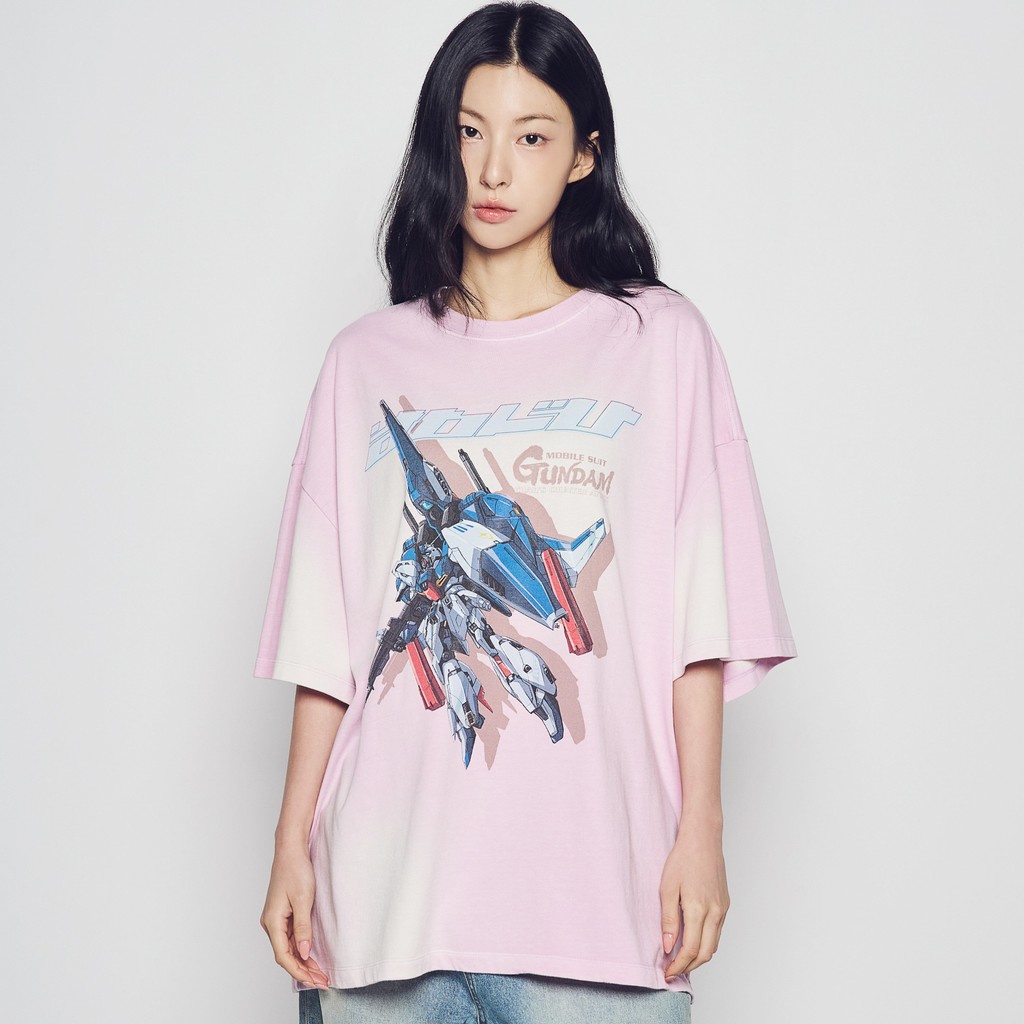 ADLV Mobile Suit Gundam Char'S Counterattack Washing Short Sleeve T-Shirt Light Pink - Kaos Wide Fit