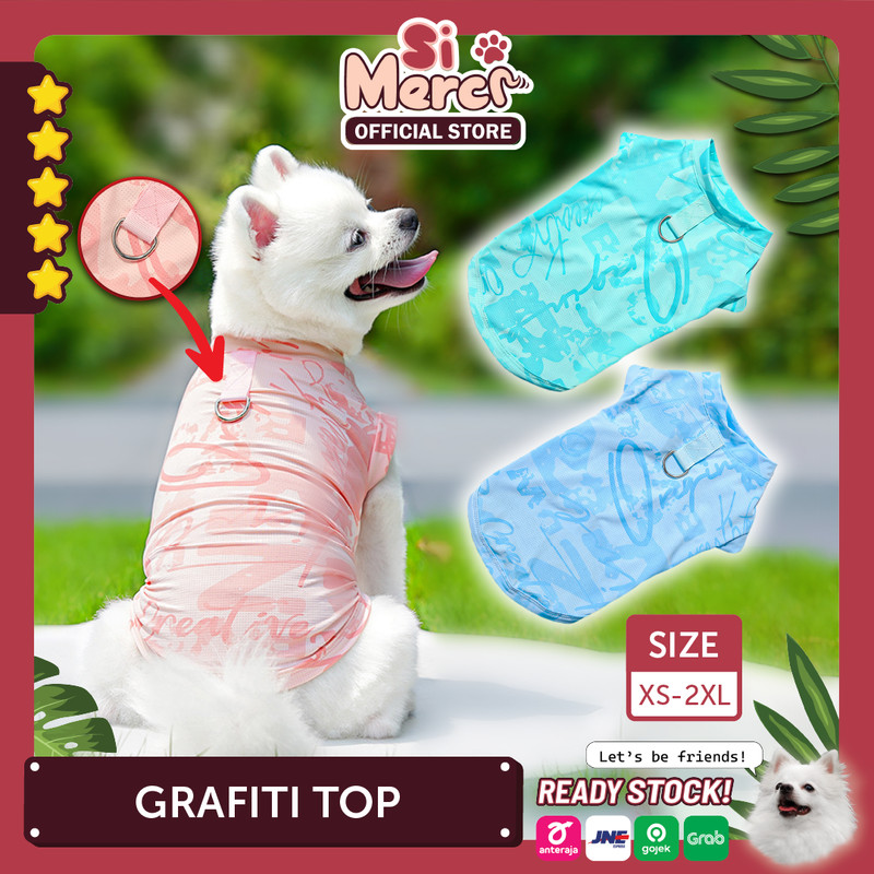 Baju Anjing Kucing Jersey Adem Motif Grafiti Ada Cantolan Harness Sejuk | Grafiti Top | Si Merci
