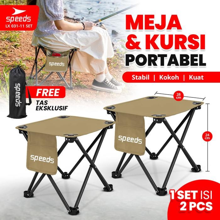 PREMIUM SPEEDS Kursi Lipat Outdoor Portable Kursi Camping Kursi Gunung Bangku Tanpa Sandaran 031-11