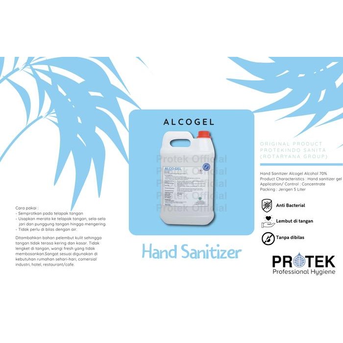 ALCOGEL ANTISEPTIC ANTI BACTERIAL GEL 5LITER ALCOHOL 70%