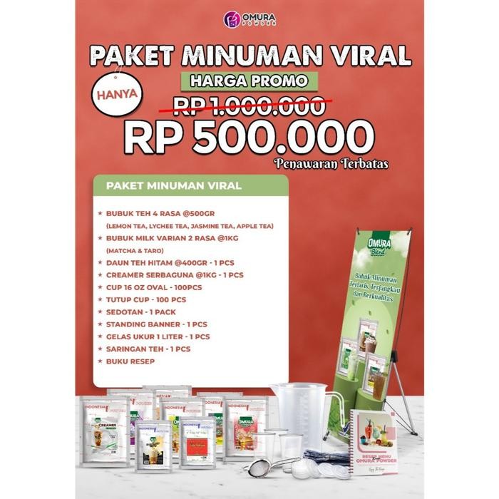 

Tersedia Paket Usaha Minuman Viral Omura Powder - Paket Bisnis Bubuk Kekinian