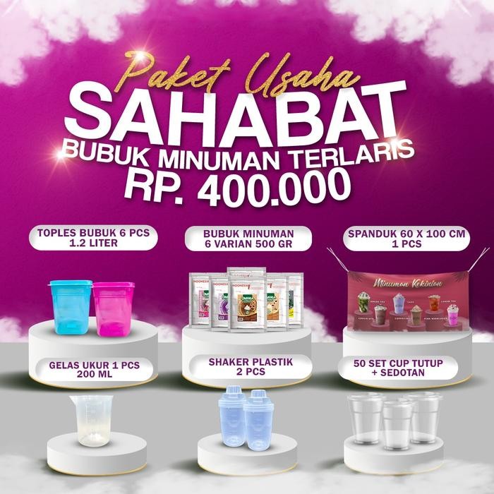 

Tersedia Paket Sahabat UMKM - Paket Usaha Minuman Kekinian Omura Powder Siap Jual