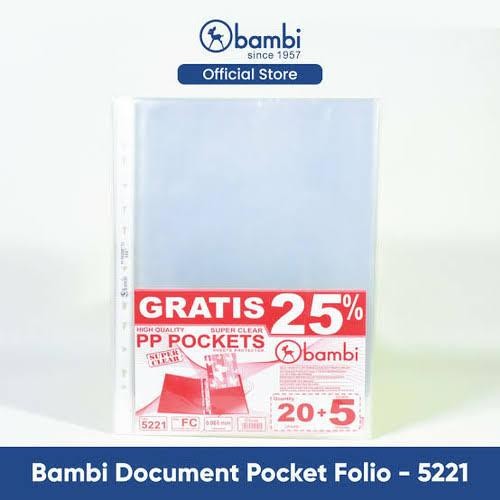 

Bisa Spk! Plastik Pp Pocket Bambi Folio 5221 ( 1 Dus : 50 Sets)