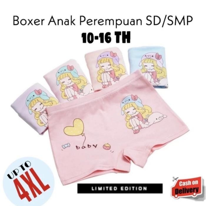 Pilihan- Celana Dalam Cd Boxer Anak Perempuan Cewek Remaja Sd Smp 2Xl & 4Xl