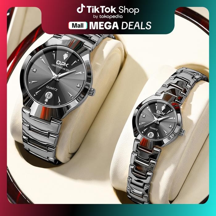 OPK Jam Tangan Couple Anti Air Original Cowok Luminous Kalender Wanita Fashion Analog Men Women