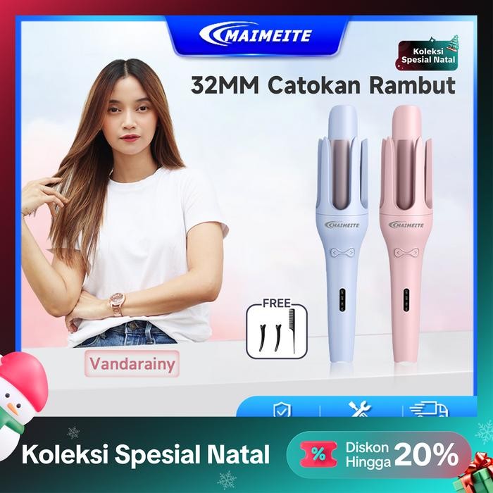 Terlaris MAIMEITE X Vandarainy Catokan Rambut Ceramics 32mm catok curly otomatis Curly Rambut