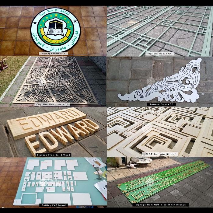 Laser cutting, CNC router motif dan perforasi MDF PVC ACP Surabaya