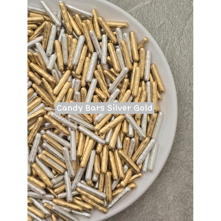 

Candy Bars Silver Gold For Cake Decoration / hiasan kue ultah