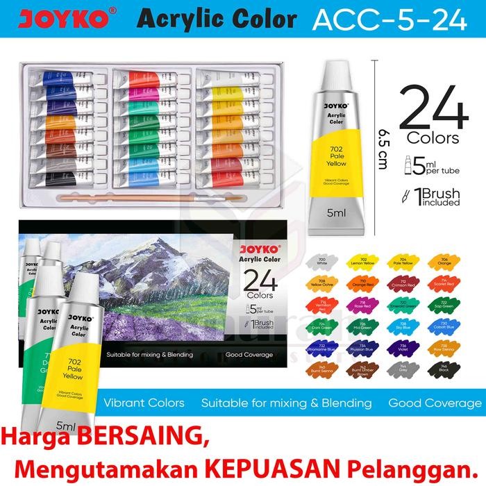 

Cat Akrylic Joyko Acc 5 Isi 24 Warna / Acrylic Color 24 W Acc-5-12 / 1 Set 24 Colours 5 Ml