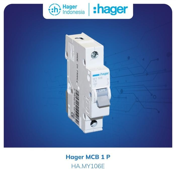HAGER MCB 1 PHASE 6A 6 AMPERE 4.5KA - MY106E
