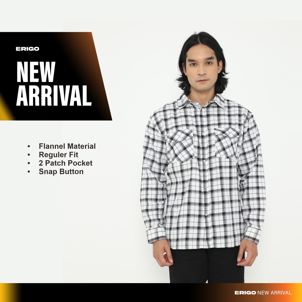 Erigo Flannel Shirt Morgan White - Kemeja Lengan Panjang Flannel Unisex