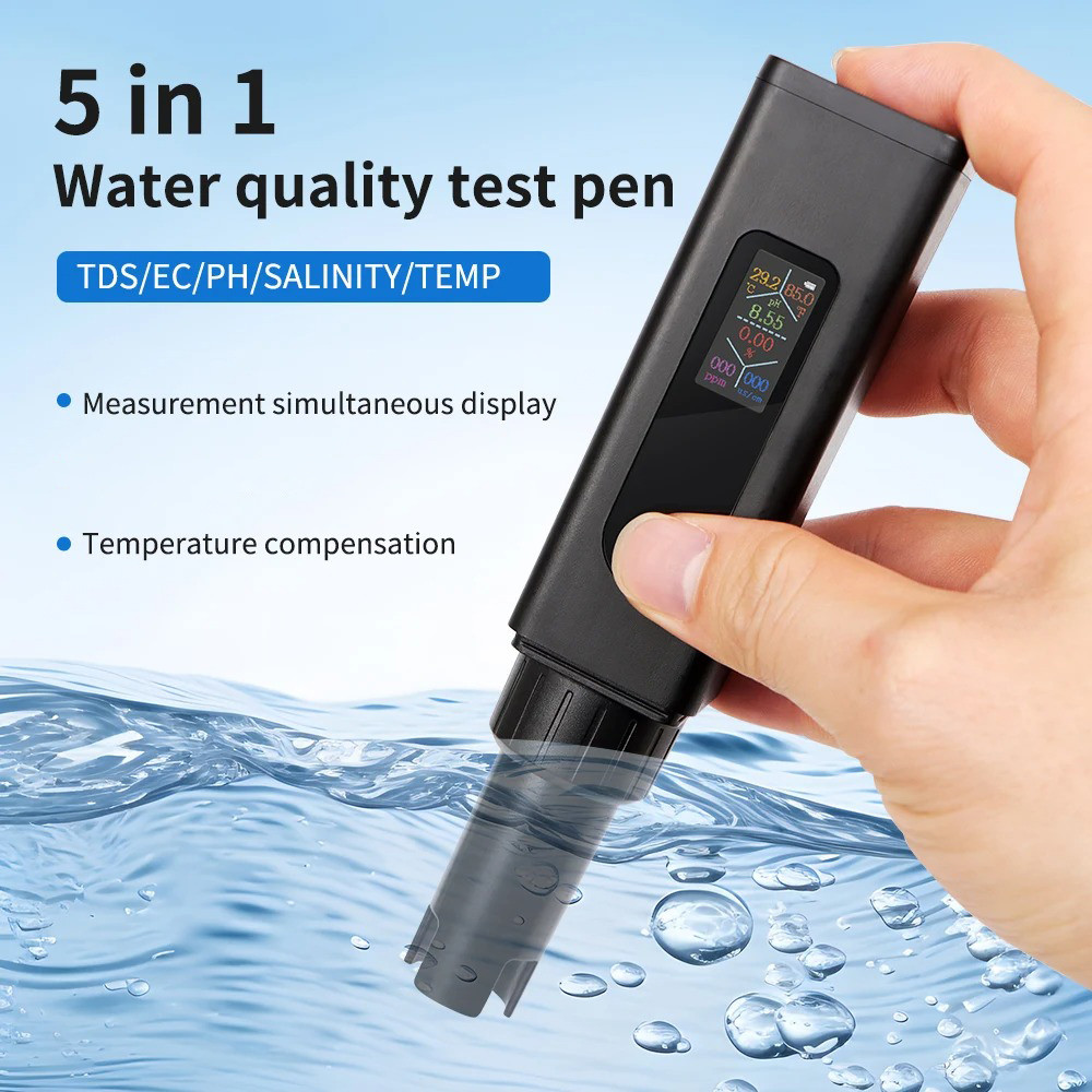 Alat Ukur Kualitas Air Digital 5in1 PH EC TDS Meter Pen