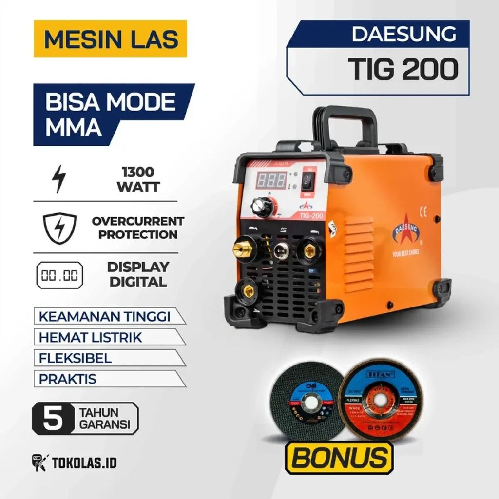 Mesin Las Travo Trafo Las Argon Inverter Welding Daesung TIG 200 A Digital Display MMA Stick Korea S