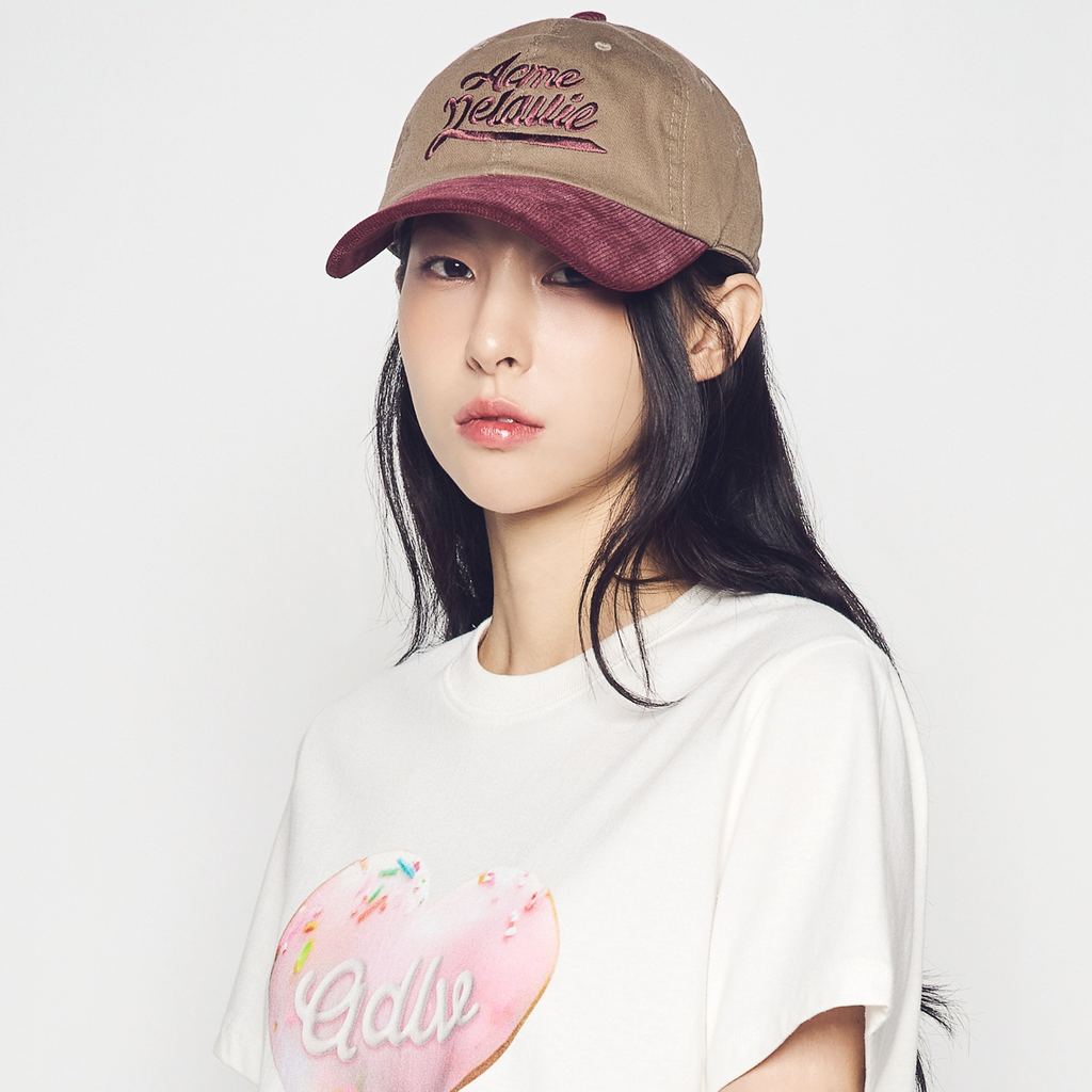 [ADLV] Corduroy Color Scheme Ball Cap Red - Topi Standard Fit Unisex Acme de da vie