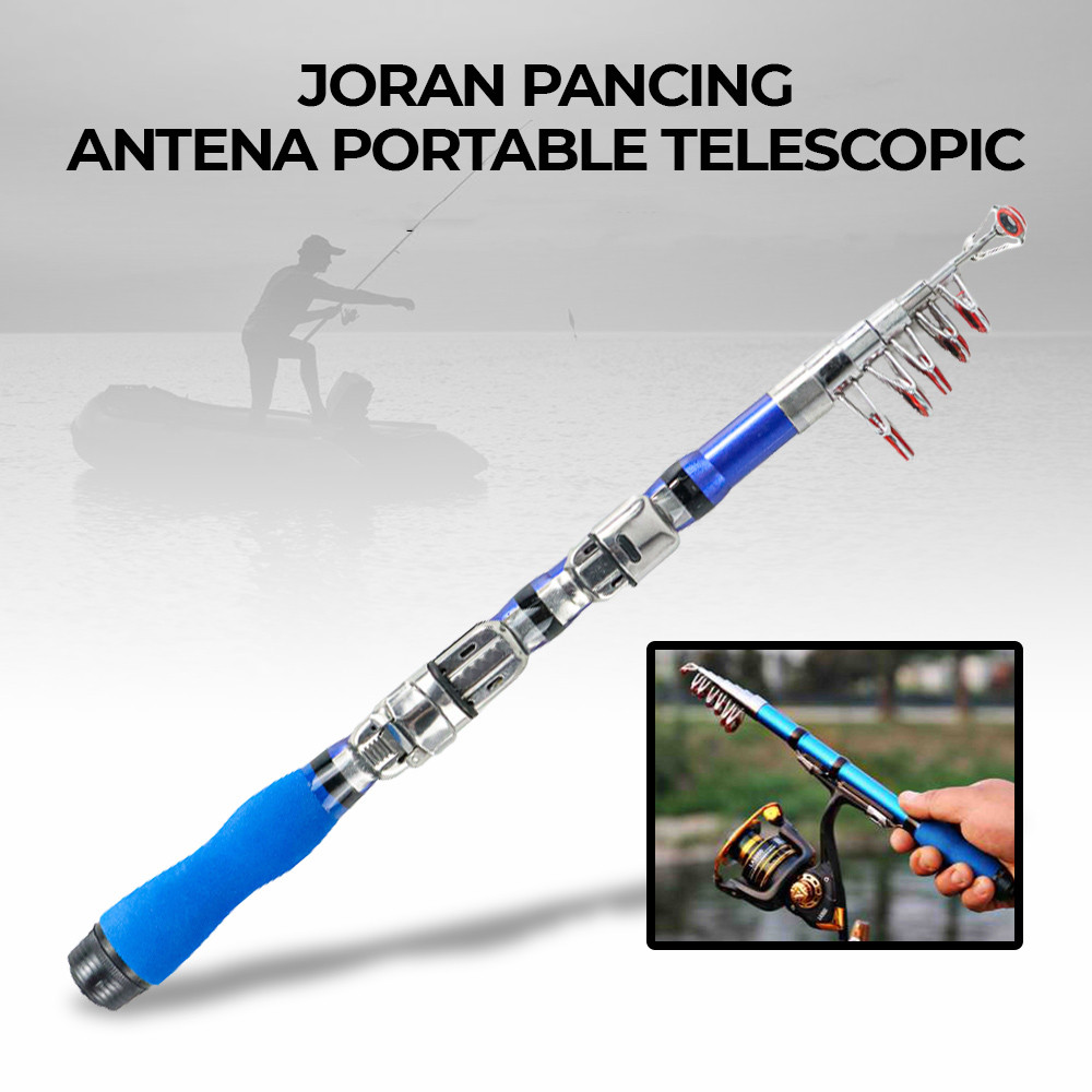 COD - Jinbo Jianggan Joran Tongkat Pancing Telescopic Fishing Rod 1.5m S6 Blue