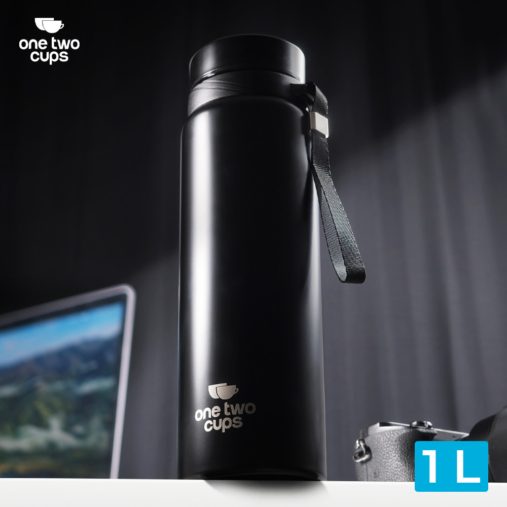 Botol Minum Termos Stainless Steel 1 Liter Tahan Panas Dingin Seduh Teh Kopi Anti Karat Strap