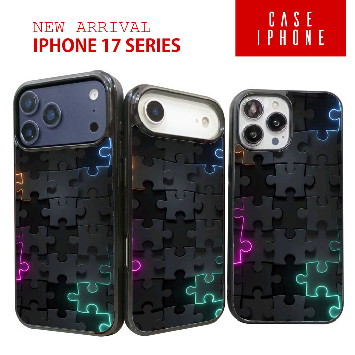 Casing Case TPU iPhone 17 16 15 14 13 12 11 X XR XS Mini Plus Pro Max Air PUZZLE NEON GLOW RK542 Hyb