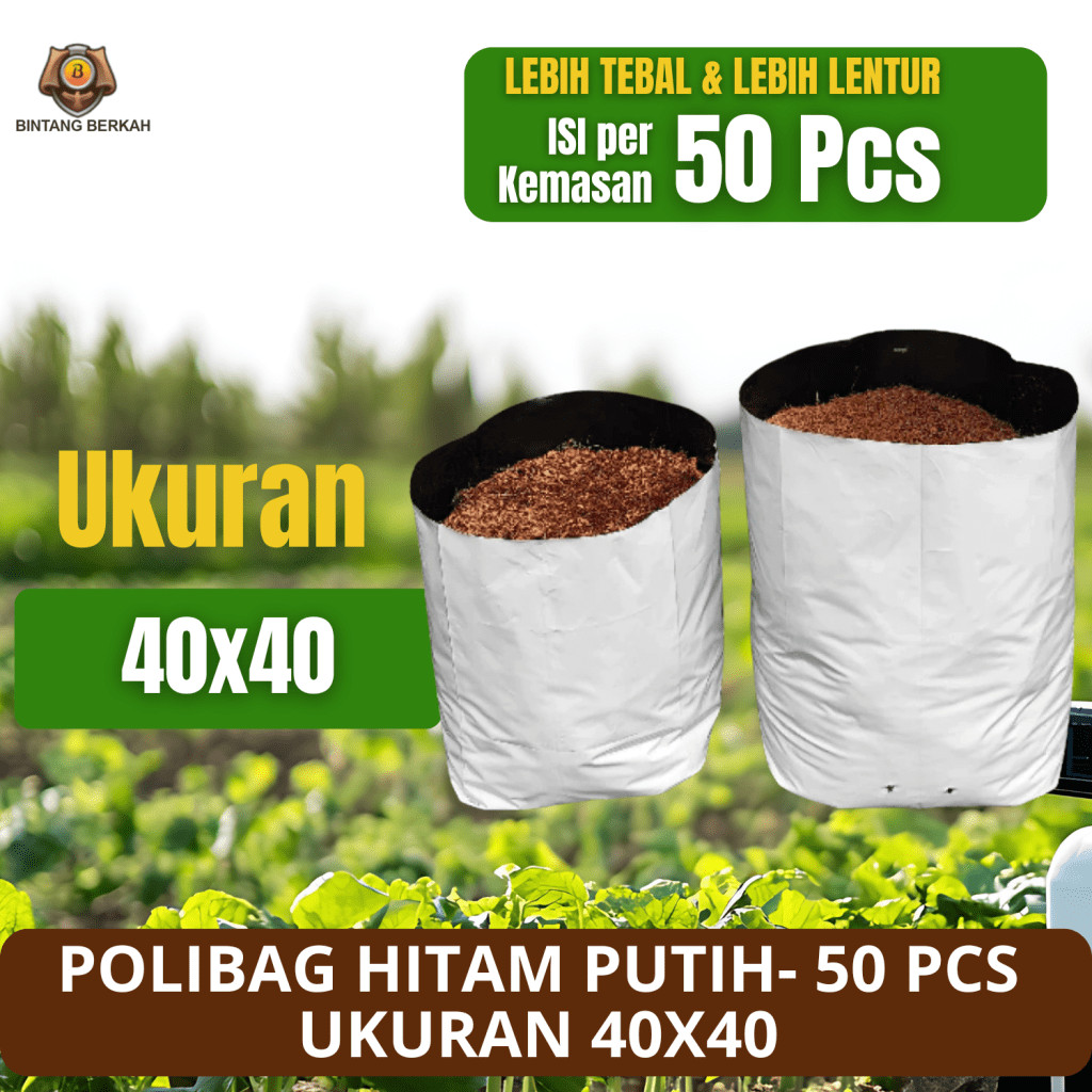 Polybag Polibag Hitam Putih Ukuran 40x40 Satu Pack Isi 50 Lembar