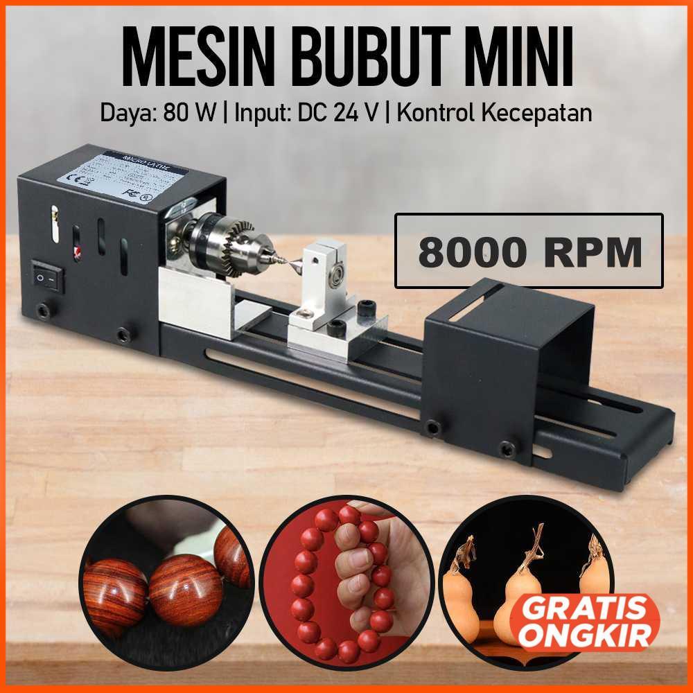 Mesin Bubut Mini kayu besi DIY 80W - HS001