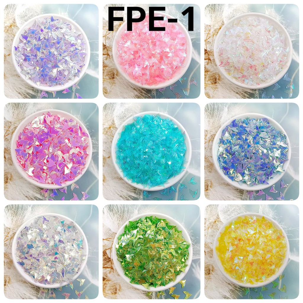 FPE-1 Glitter payet mote monte hiasan dummy cake ekor duyung 10gr hijau ungu orange biru pink kuning